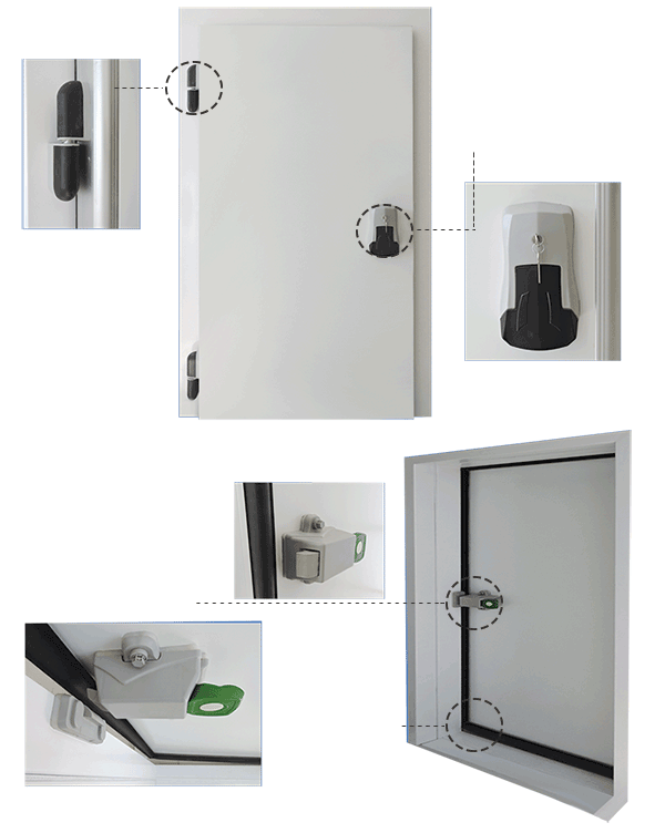 hinged door