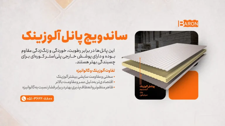 ساندویچ پانل آلوزینک مقاوم در برابر رطوبت و خوردگی | آریا بارون