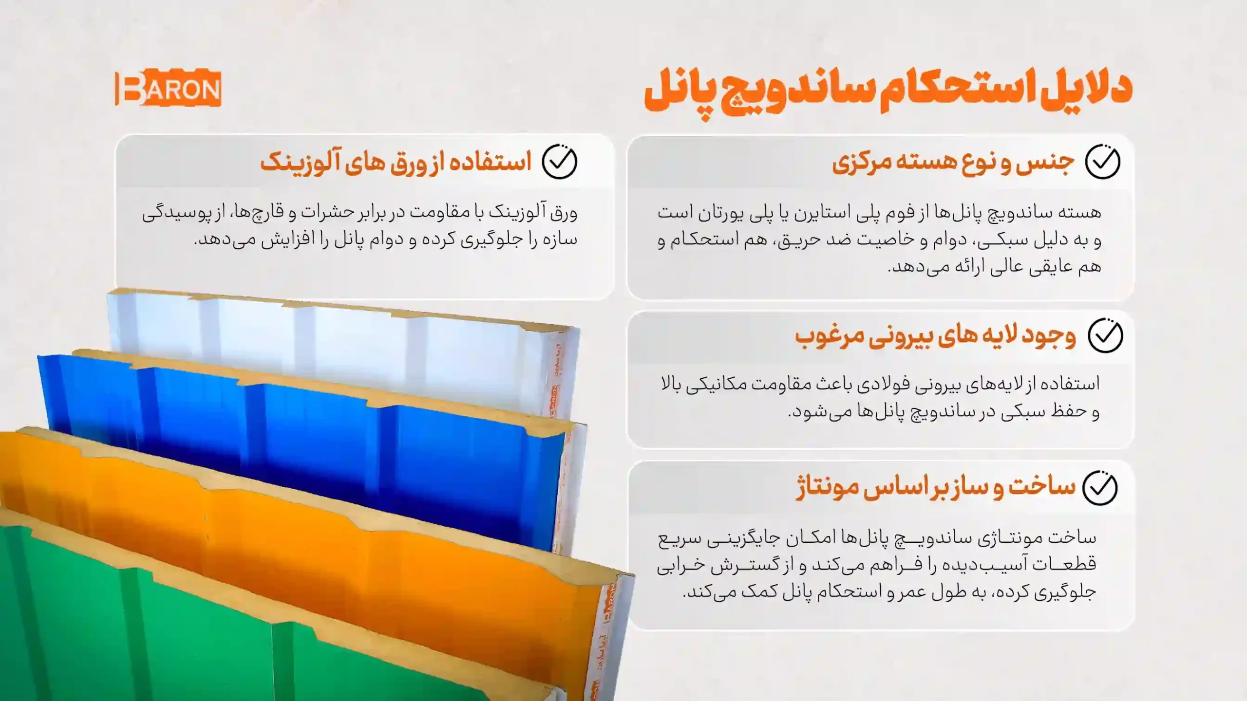 دلایل استحکام ساندویچ پانل آریا بارون
