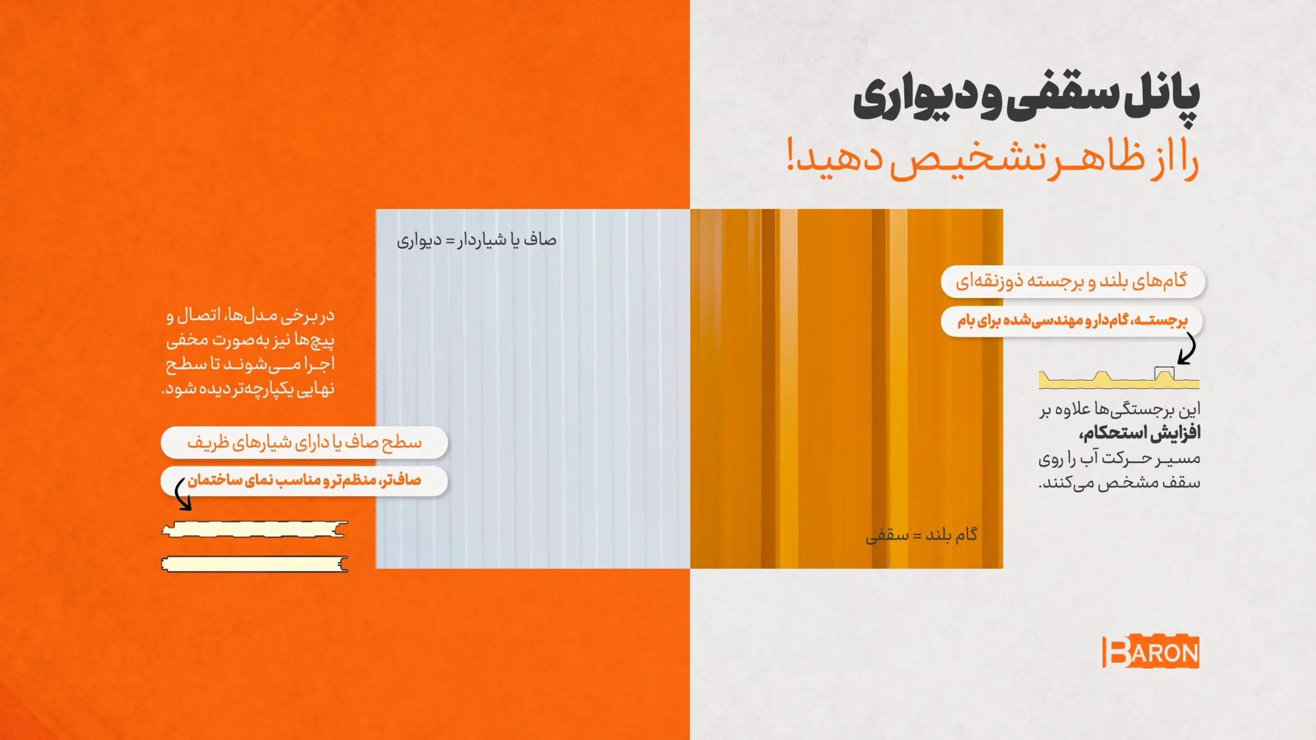 تفاوت در ظاهر و رنگ ساندویچ پانل سقفی و دیواری