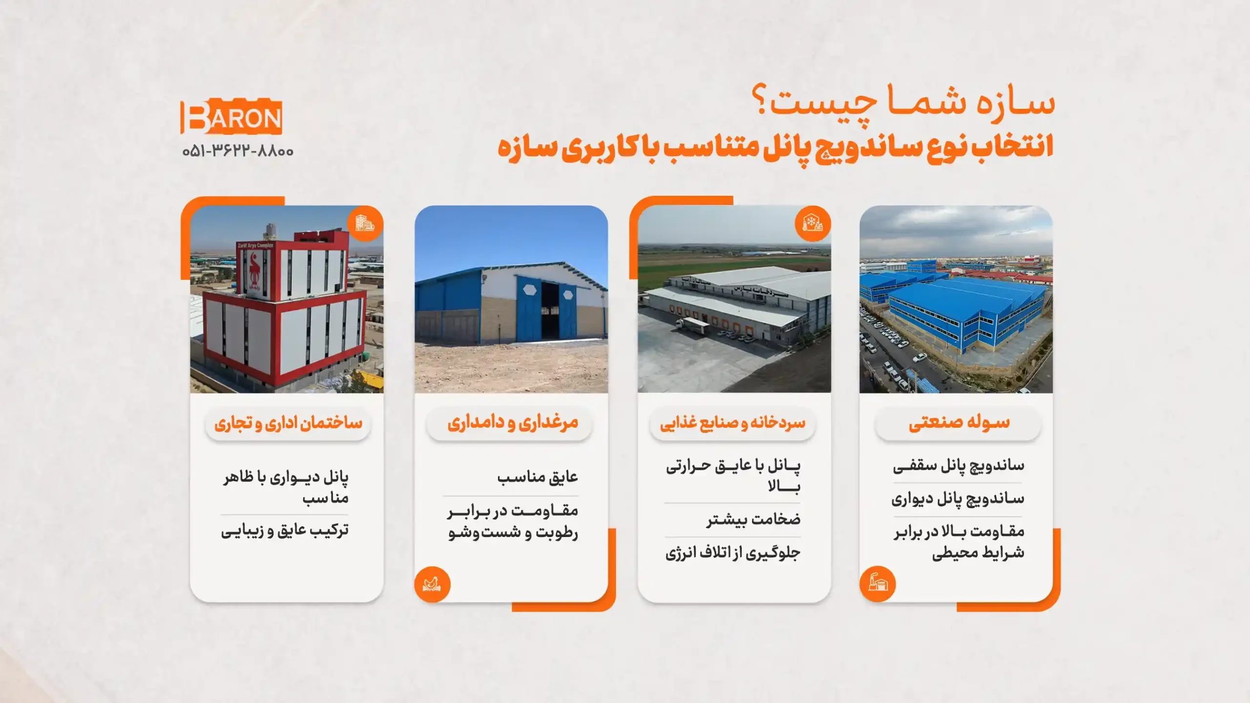 انتخاب نوع ساندویچ پانل متناسب با کاربری سازه